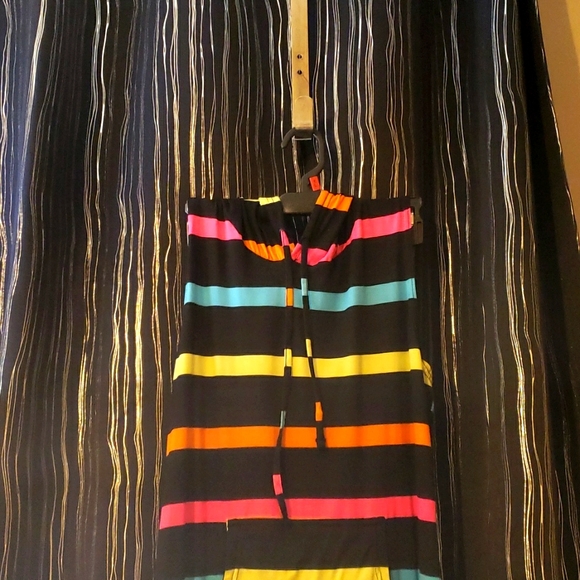 NWOT Beach Covered Up Hooded Lightweight Rainbow  Striped Summer Dress Pockets - Picture 15 of 16